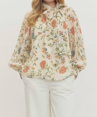Entro Garden Grace Bow Blouse In Ecru