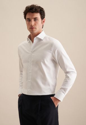 Seidensticker Businesshemd SEIDENSTICKER Regular, Herren, Gr. XL43, normale &Auml;rmell&auml;ngen, blau, 100% Baumwolle, kariert, regular fit, 2-Knopf-Manschette, Hemden Busi