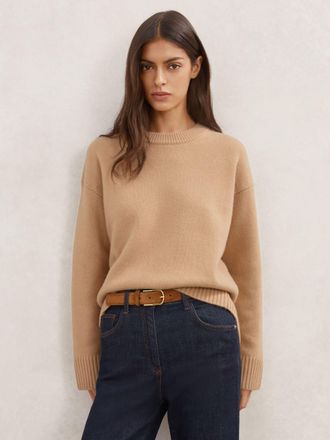 Reiss Camel Wool-cashmere Crew-neck Jumper, XL