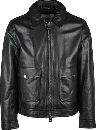 Les Hommes Cropped Black Jacket With Minimalist Design And Zip Closure