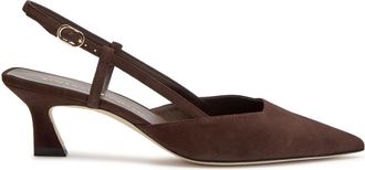 Stuart Weitzman Stuart Weitzman Vinnie 50 Suede Slingback Pumps - Brown