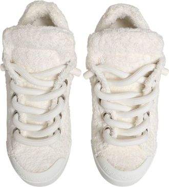 Dolce & Gabbana Mens White Faux Shearling Low Top Sneakers Shoes