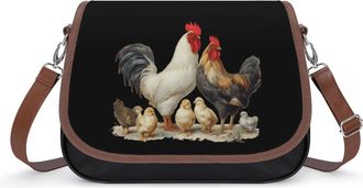Generic Rooster And Hen Chicken Fashion Womens Crossbody Bags Novelty Handbag Shoulder Bag Purse