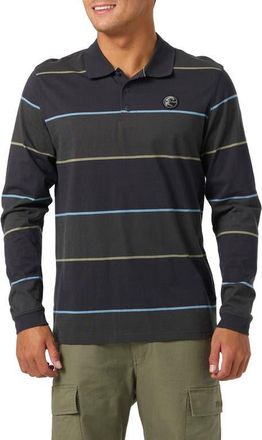 O'Neill Cassidy Stripe Long Sleeve Polo in Black at Nordstrom, Size X-Large