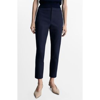 Mango Straight Leg Ankle Pants in Navy at Nordstrom, Size 6
