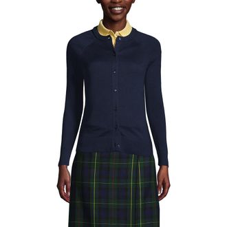 Lands End School Uniform Young Cotton Modal Cardigan Sweater in Classic Navy at Nordstrom, Size Xx-Small