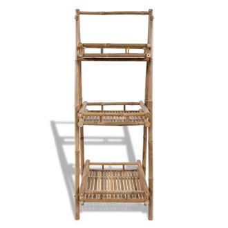 Berkfield Home 3-Tier Folding Bamboo Plant Rack in Brown