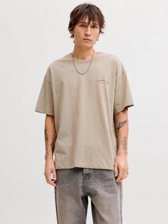Jack & Jones T-Shirt JACK & JONES JORUPSTATE GRAPHIC BACK TEE SS CN, Herren, Gr. XXL, vintage khaki, Jersey, Obermaterial: 100% Baumwolle, unifarben, relaxed fit n