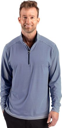 Cutter & Buck Forge Recycled Double Stripe Four-Way Stretch Mens Quarter Zip Pullover
