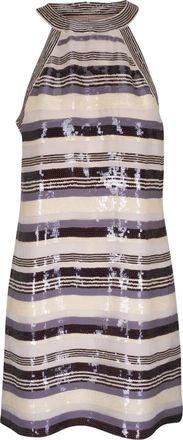 Brunello Cucinelli halter-neck sequin-embellishment mini dress - women - Silk/Sequin - S - Neutrals