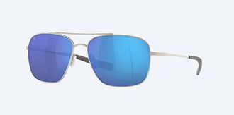 Costa Unisex Canaveral Polarized Sunglasses In Shiny Palladium Frame Blue Mirror