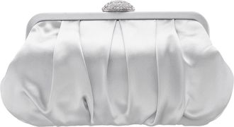 Nina Concord Pleated Satin Frame Clutch in New Silver at Nordstrom