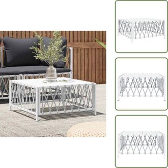 vidaXL The Living Store Tavolo da Giardino Bianco 70x70x34 cm in Tessuto Intrecciato - Tavolo da esterno
