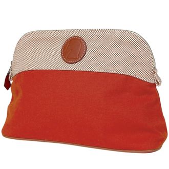 Herm&egrave;s Bolide Red Color Canvas Pouch (Pre-Owned)
