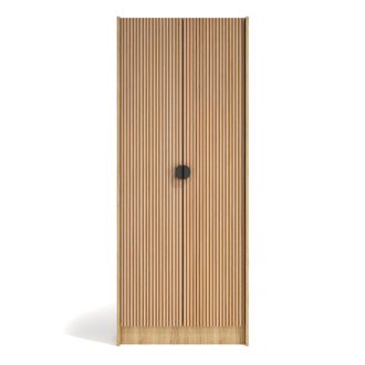 HERDASA Herdasa, Zapatero Alto Nux Duo En Melamina, 175x70x24cm - Roble Dorado Y Puertas Efecto Vallado
