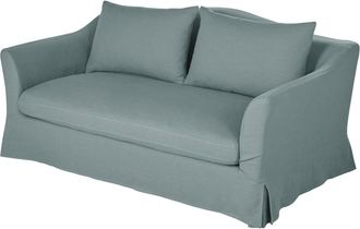 Maisons du monde Sof&aacute; de 2 plazas de lino azul celed&oacute;n