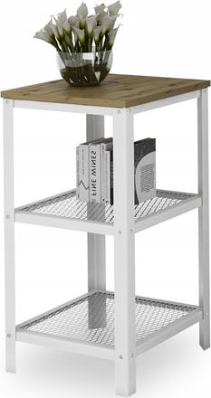 OEM Estanter&iacute;a Industrial De 3 Niveles Para Sala De Estar, Atornillada, 40x40x80 Cm, Blanca + Roble Artesanal