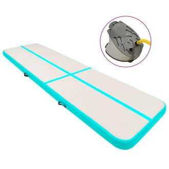 vidaXL Tappetino Ginnastica Gonfiabile E Pompa 700x100x20cm Pvc Verde Vidaxl
