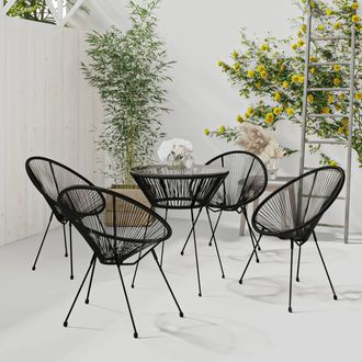 vidaXL Juego De Comedor De Jard&iacute;n 5 Piezas Negro Vidaxl