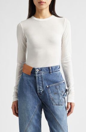 J.W.Anderson Long Sleeve Crewneck Top in Off White at Nordstrom, Size Xx-Small