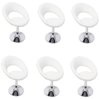 Hhg Set 6x sedie Palermo design sala pranzo girevole lounge elegante ecopelle 50x60x82cm bianco