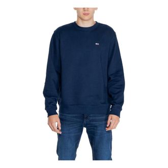Tommy Hilfiger Sweatshirts, male, Blue, Size: XL Blue Plain Crewneck Sweatshirt Fall/Winter