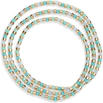 Nordstrom Beaded Convertible Bracelet in Blue Multi- Gold at Nordstrom