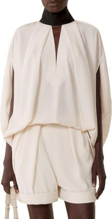 Lanvin Knotted Loose-Fit Crepe Top in Beige at Nordstrom, Size 36 Eu
