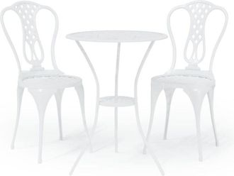 vidaXL 3 Piece Bistro Set Cast Aluminium White Vidaxl
