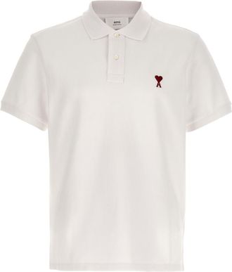 Ami White Logo Embroidery Polo Shirt