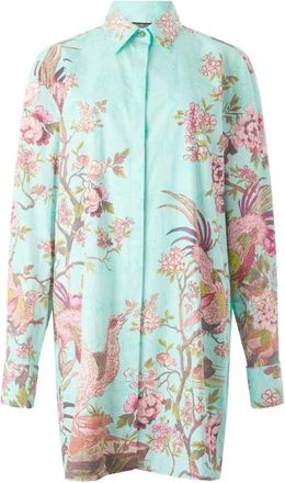 Roberto Cavalli Shirtjurk met naturalistisch patroon - Dames - Shirt Kleedjes - Veelkleurig - S - Katoen - Kleedjes