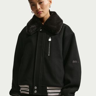 Nike Womens Naomi Osaka Varsity Wool Jacket in Black | HV2058-010