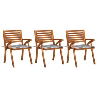 vidaXL Sillas De Comedor Jard&iacute;n Con Cojines 3 Uds Madera Maciza Acacia Vidaxl