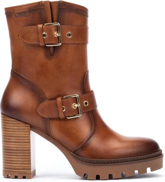 Pikolinos Bruine hoge leren laars - Dames - Laarzen met Hak - Bruin - 40 EU - Leer - Schoenen