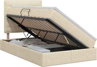 vidaXL Cama Con Almacenamiento Y Colch&oacute;n Crema 120 X 200 Cm Tela Vidaxl