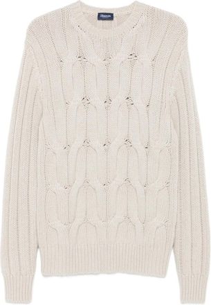 Drumohr Maglione girocollo in maglia a trecce - Toni neutri