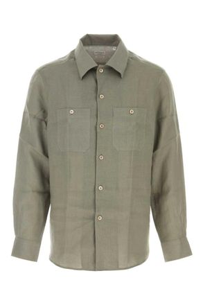 Brunello Cucinelli Olive Green Solid Shirt