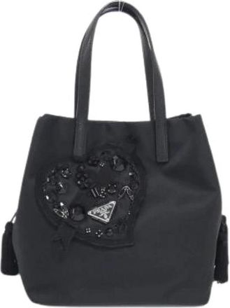 Prada Pre-owned Tote Bags, female, Black, Size: ONE SIZE Pre-owned Evening Heart Bag