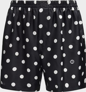 Dolce & Gabbana Men & apos;s Polka-Dot Print Silk Boxer Shorts