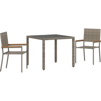 vidaXL Conjunto De Comedor De Jard&iacute;n 3 Pcs Gris, Marr&oacute;n Vidaxl