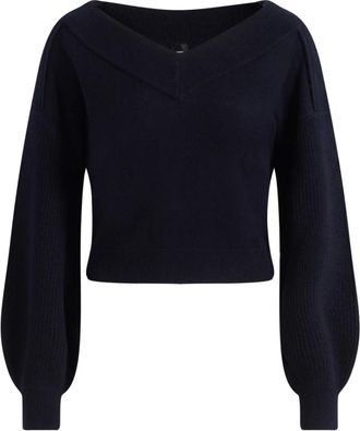 Pinko Ringhio Pull Pure - Dames - V-hals truien - Blauw - M - Truien & Vesten