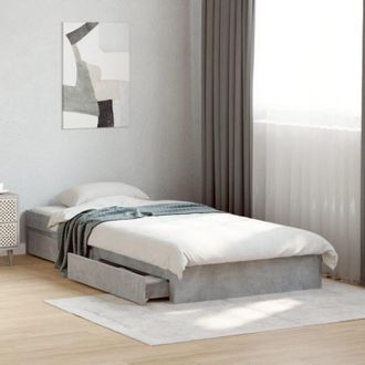 vidaXL Cama Con Cajones Madera Ingenier&iacute;a Gris Hormig&oacute;n 90x200 Cm Vidaxl