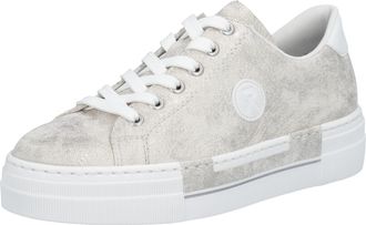 Rieker Sneaker RIEKER, Damen, Gr. 35, grau (metallic, grau), Lederimitat, used, Schuhe Sneaker, Freizeitschuh, Halbschuh, Schn&uuml;rschuh mit Plateausohle