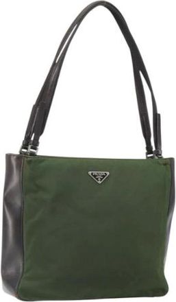 Prada Pre-owned Shoulder Bags, female, Green, Size: ONE SIZE Pre-owned Vintage Nylon Shoulder Bag