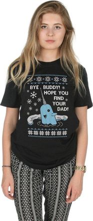 Sanfran Clothing Sanfran - Bye Buddy Hope You Find Your Dad Christmas Ugly Xmas Elf T-Shirt - Large/Black