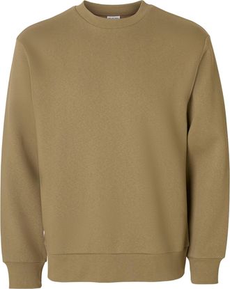 Selected Sweatshirt SELECTED SLHZREG-DAN SWEAT CREW NECK, Herren, Gr. XXL, vetiver, angeraute Sweatware, Obermaterial: 65% Baumwolle, 35% Polyester, unifarben,