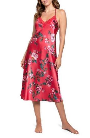 In Bloom by Jonquil Phoenix Lace Trim Satin Nightgown in Red at Nordstrom Rack, Size X-Small