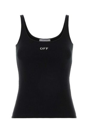 Off-white Black Solid Round Neck Top