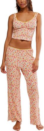 Free People Fresh in Love Pointelle Pajamas in Butter Combo at Nordstrom, Size X-Large