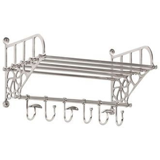 Berkfield Home Luggage Rack with Coat Hangers Wall Mounted Aluminium in Silver